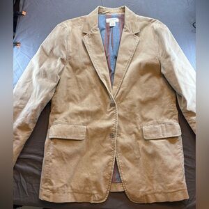 J Crew Camel Corduroy Blazer size Large in like new condition
